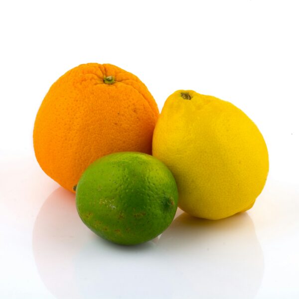 Citrus fruits (orange, lime and lemon) isolated on a white background